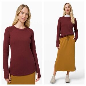 LULULEMON Sit in Lotus Washable Merino Wool Sweater Savannah Burgundy Size 4